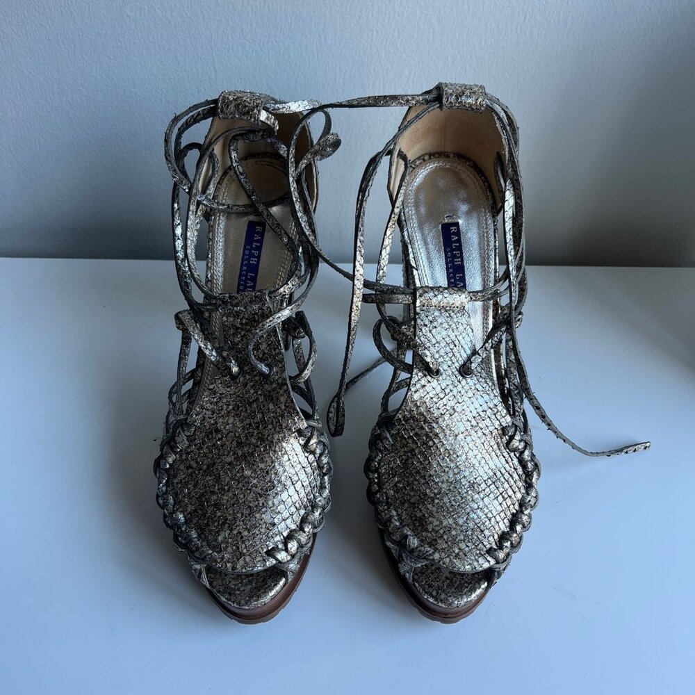Ralph Lauren Collection Sherene Siver Acid Python Heels